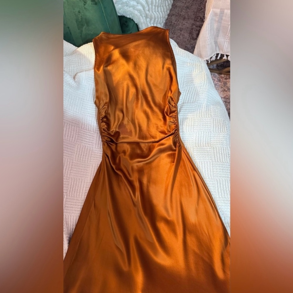 Reformation Anaiis Silk Dress - Copper - Picture 9 of 13